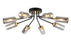 Vico Ceiling, 8 Light G9, Satin Black/Gold/Smoked Glass