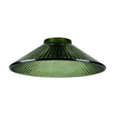 Luxe 25x8cm Pleated Cone Glass Shade (L), Dark Green
