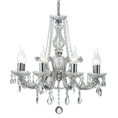Gabrielle Chandelier With Acrylic Sconce & Glass Crystal Droplets 8 Light E14 Polished Chrome Finish