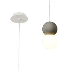Galaxia 12cm Pendant Round, 1 Light E27, White/Grey Cement