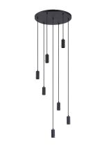 Tera 50cm Round 7 Light Pendant, (FRAME ONLY), 7 x E27, Sand Black