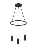 Tera 35cm Ring 3 Light Pendant, (FRAME ONLY), 3 x E27, Sand Black