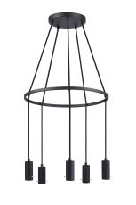Tera 48cm Ring 5 Light Pendant, (FRAME ONLY), 5 x E27, Sand Black