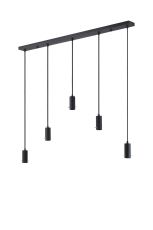 Tera Linear 5 Light Pendant, (FRAME ONLY), 5 x E27, Sand Black