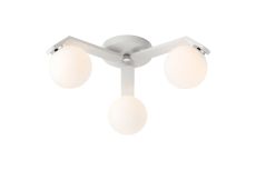 Bagno 51cm Flush Ceiling, 3 Light G9, IP44, White/Polished Chrome/Opal Smooth Round Glass