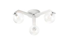 Bagno 51cm Flush Ceiling, 3 Light G9, IP44, White/Polished Chrome/Clear Swirl Round Glass