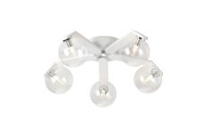 Bagno 54cm Flush Ceiling, 5 Light G9, IP44, White/Polished Chrome/Clear Smooth Round Glass