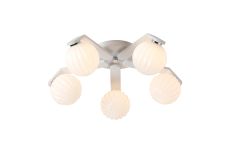 Bagno 54cm Flush Ceiling, 5 Light G9, IP44, White/Polished Chrome/Opal Round Segment Glass