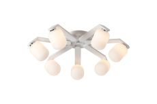Bagno 64cm Flush Ceiling, 7 Light G9, IP44, White/Polished Chrome/Opal Smooth Tubular Glass