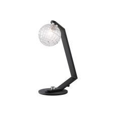 Bagno Table Lamp, 1 Light G9, Black/Polished Chrome/Clear Cross Pattern Round Glass