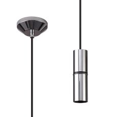 Albor 10cm 1.5m 1 Light Pendant, 1 x E27, Polished Chrome/Black Braided Cable