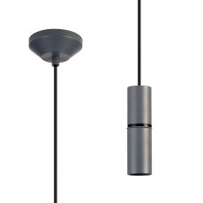 Albor 10cm 1.5m 1 Light Pendant, 1 x E27, Grey/Black Braided Cable