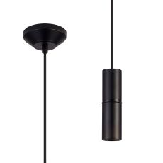 Albor 10cm 1.5m 1 Light Pendant, 1 x E27, Matt Black/Black Braided Cable