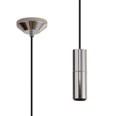 Albor 10cm 1.5m 1 Light Pendant (FRAME ONLY) Without Lampholder Cover, 1 x E27, Polished Chrome/Black Braided Cable