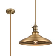 Carman 35cm 1 Light Braided Pendant, Round Tiered Metal Shade, Antique Brass/Golden Brown/Brass/Gold