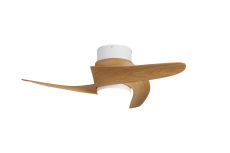 Groenland XS 79.5cm 30W LED Dimmable Ceiling Light With Built-In 24W DC Fan, 2700-5000K Remote Control, 2640lm, Wood Effect/White, 5yrs Warranty