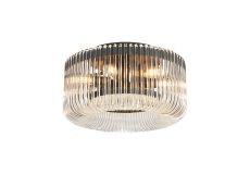 Aster 40cm Round Flush Ceiling Light, 6 x E14, Black/Clear Glass