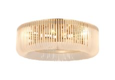 Aster 60cm Round Flush Ceiling Light, 9 x E14, Brass/Frosted Glass