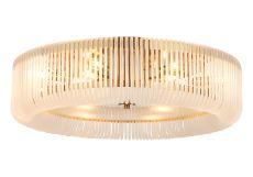 Aster 78cm Round Flush Ceiling Light, 12 x E14, Brass/Frosted Glass