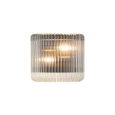 Aster 22 x 12cm Small Wall Light, 2 x E14, Black/Clear Glass