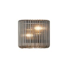 Aster 22 x 12cm Small Wall Light, 2 x E14, Black/Smoke Glass