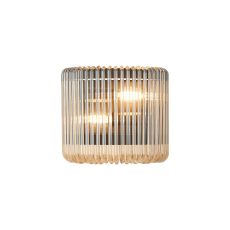 Aster 22 x 12cm Small Wall Light, 2 x E14, Black/Smoke Brown Glass