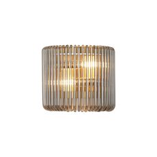 Aster 22 x 12cm Small Wall Light, 2 x E14, Brass/Smoke Glass