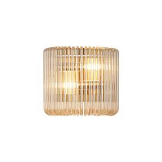 Aster 22 x 12cm Small Wall Light, 2 x E14, Brass/Smoke Brown Glass
