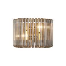 Aster 32 x 18cm Medium Wall Light, 2 x E14, Brass/Smoke Glass