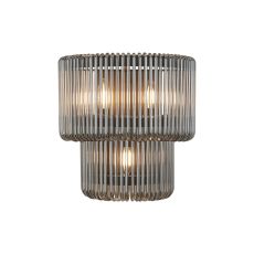 Aster 32 x 18cm Large Wall Light, 3 x E14, Black/Smoke Glass