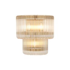 Aster 32 x 18cm Large Wall Light, 3 x E14, Brass/Clear Glass