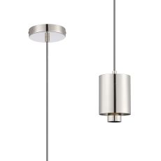 Odeyscene 12cm Pendant (FRAME ONLY), 1 x E27, Polished Nickel/Dark Grey Braided Cable