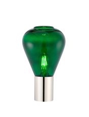 Odeyscene Table Lamp With Narrow Glass, 1 x E27, Polished Nickel/Bottle Green/Dark Grey Braided Cable