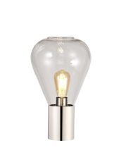 Odeyscene Table Lamp With Narrow Glass, 1 x E27, Polished Nickel/Clear/Dark Grey Braided Cable