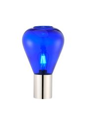 Odeyscene Table Lamp With Narrow Glass, 1 x E27, Polished Nickel/Blue Ink/Dark Grey Braided Cable