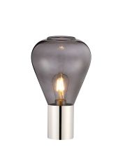 Odeyscene Table Lamp With Narrow Glass, 1 x E27, Polished Nickel/Inky Black/Dark Grey Braided Cable