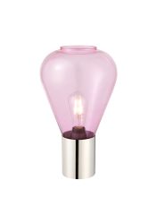 Odeyscene Table Lamp With Narrow Glass, 1 x E27, Polished Nickel/Lilac/Dark Grey Braided Cable
