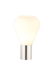 Odeyscene Table Lamp With Narrow Glass, 1 x E27, Polished Nickel/Opal/Dark Grey Braided Cable