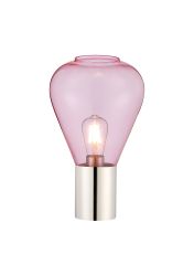 Odeyscene Table Lamp With Narrow Glass, 1 x E27, Polished Nickel/Pink/Dark Grey Braided Cable