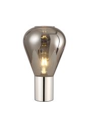 Odeyscene Table Lamp With Narrow Glass, 1 x E27, Polished Nickel/Smoke/Dark Grey Braided Cable