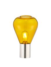 Odeyscene Table Lamp With Narrow Glass, 1 x E27, Polished Nickel/Yellow/Dark Grey Braided Cable