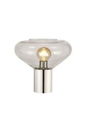Odeyscene Table Lamp With Wide Glass, 1 x E27, Polished Nickel/Clear/Dark Grey Braided Cable