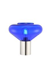 Odeyscene Table Lamp With Wide Glass, 1 x E27, Polished Nickel/Blue Ink/Dark Grey Braided Cable