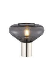 Odeyscene Table Lamp With Wide Glass, 1 x E27, Polished Nickel/Inky Black/Dark Grey Braided Cable