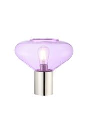 Odeyscene Table Lamp With Wide Glass, 1 x E27, Polished Nickel/Lilac/Dark Grey Braided Cable