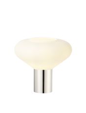 Odeyscene Table Lamp With Wide Glass, 1 x E27, Polished Nickel/Opal/Dark Grey Braided Cable