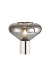 Odeyscene Table Lamp With Wide Glass, 1 x E27, Polished Nickel/Smoke/Dark Grey Braided Cable
