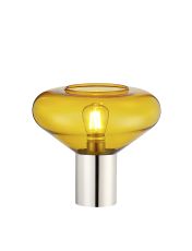 Odeyscene Table Lamp With Wide Glass, 1 x E27, Polished Nickel/Yellow/Dark Grey Braided Cable
