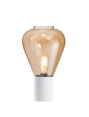 Odeyscene Table Lamp With Narrow Glass, 1 x E27, Satin White/Amber/Clear PVC Cable