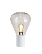Odeyscene Table Lamp With Narrow Glass, 1 x E27, Satin White/Clear/Clear PVC Cable